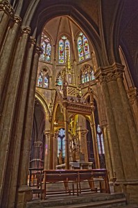 An interior view of the  Cathedral de Sainte-Marie in Bayonne.