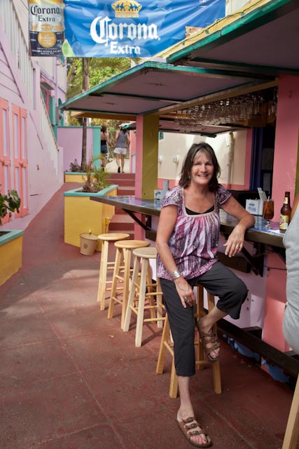 Diane relaxing at the outdoor cafe at Mamacita's Cafe.