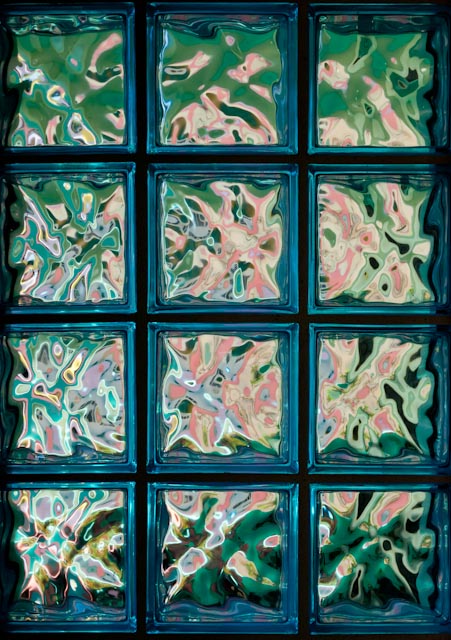 Wildly colorful glass block window